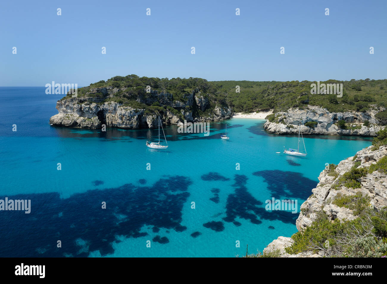 Cala Macarelleta Strand und blaue Lagune Menorca Spanien Stockfoto