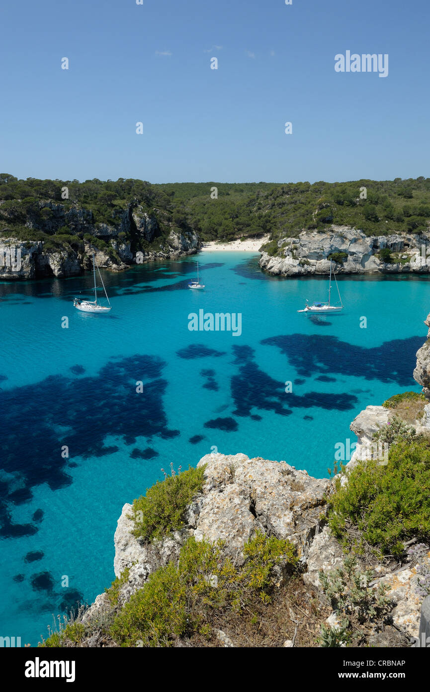 Cala Macarelleta Strand und blaue Lagune Menorca Spanien Stockfoto