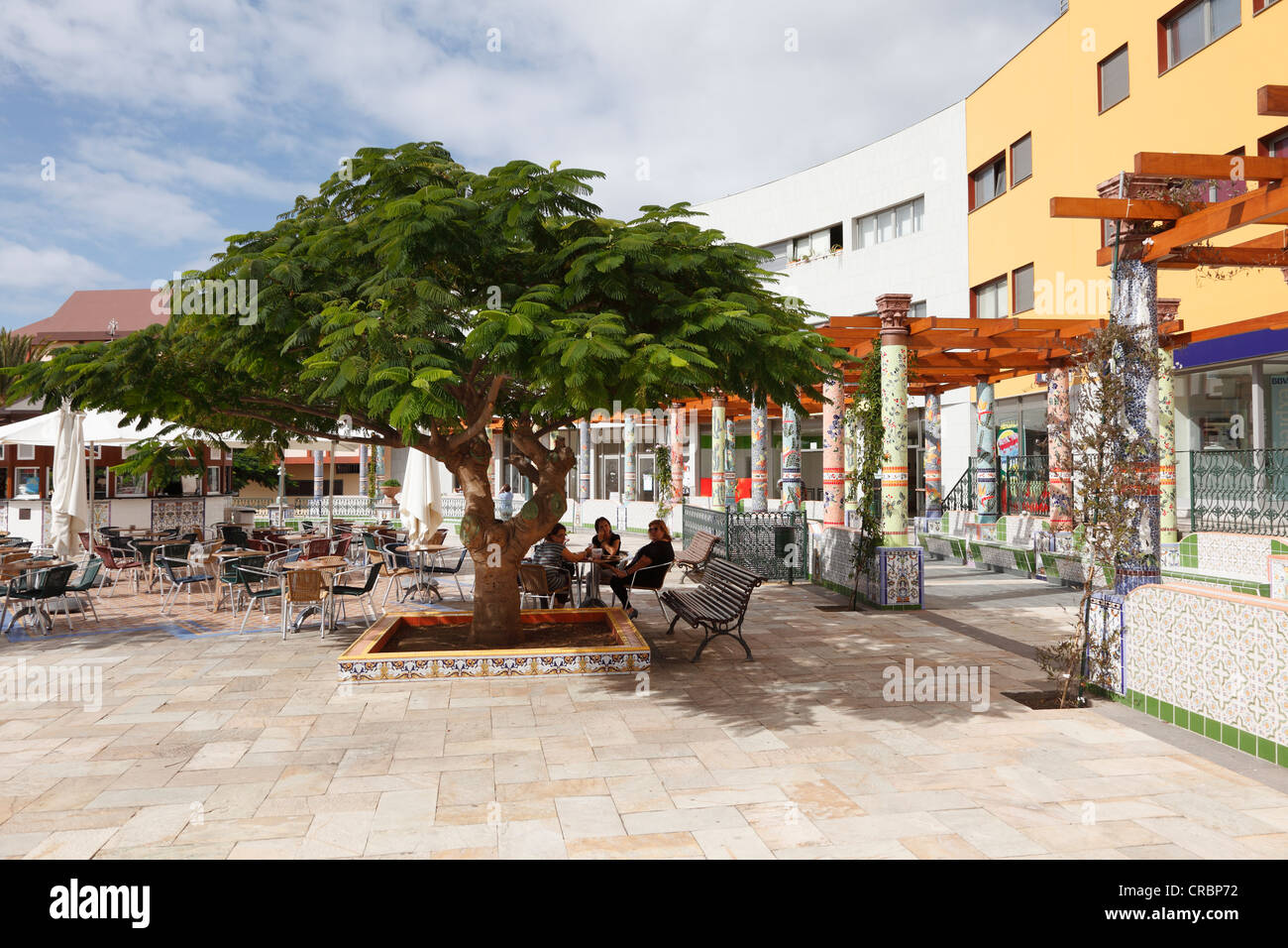 Platz in Tazacorte, neu gestaltete Platz, La Palma, Kanarische Inseln, Spanien, Europa, PublicGround Stockfoto
