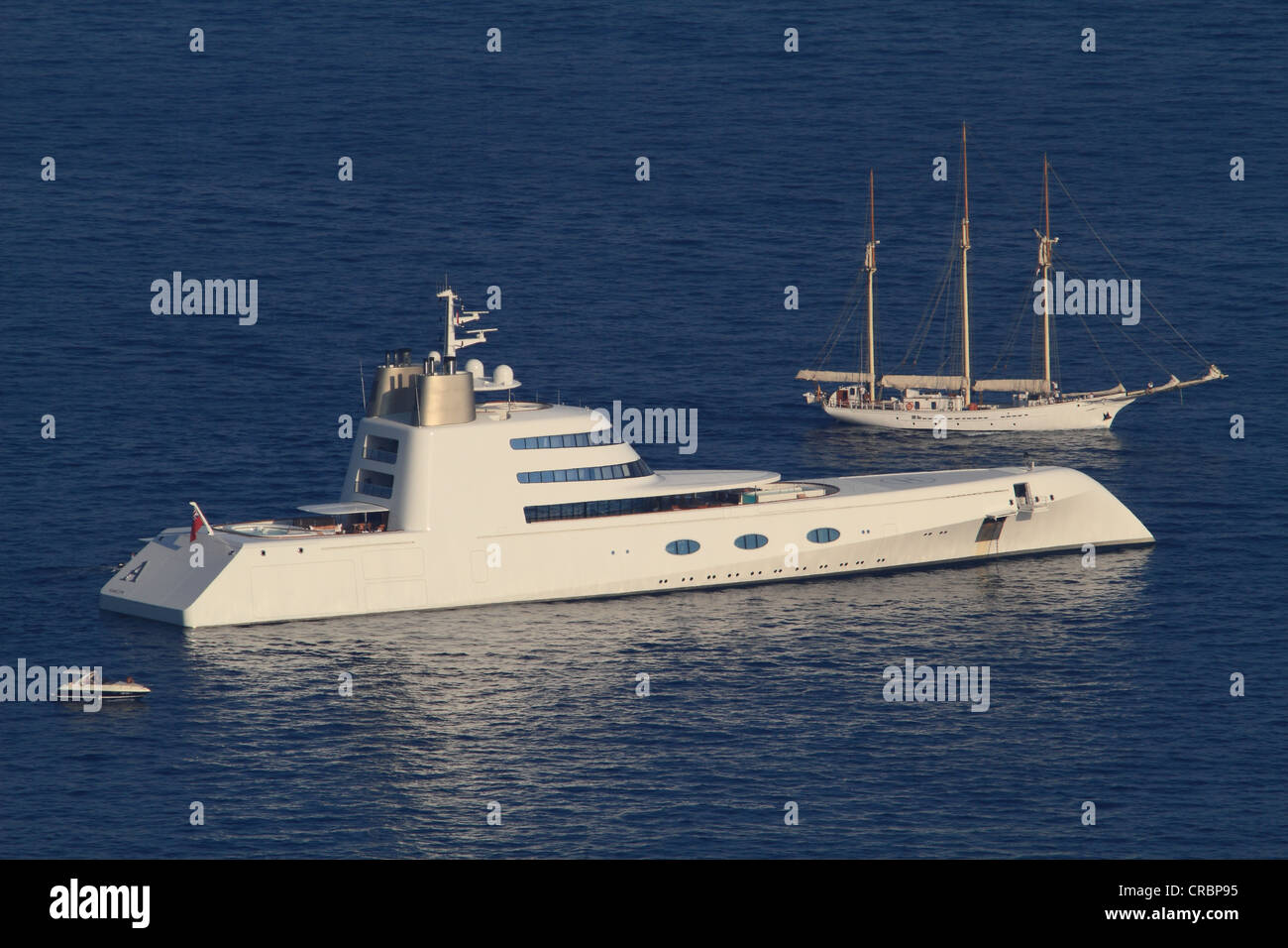 Motoryacht, A, gebaut von Blohm + Voss GmbH, Gesamtlänge, 119 m, Baujahr 2008, im Besitz von Andrei Melnichenko vor Stockfoto