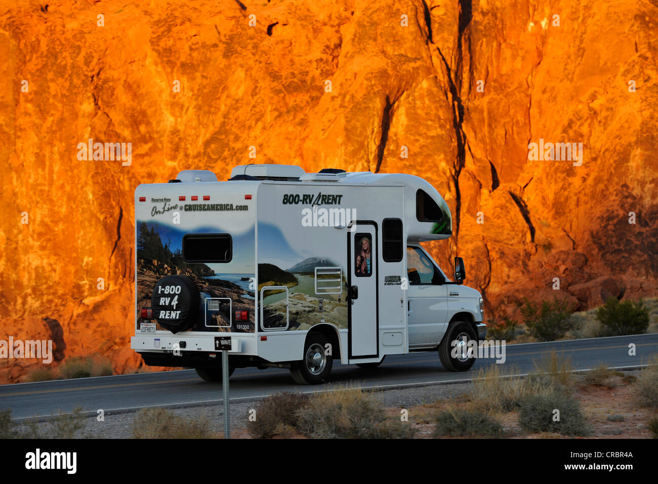 Camper van, Valley of Fire State Park, Nevada, Vereinigte Staaten, Vereinigte Staaten Stockfoto
