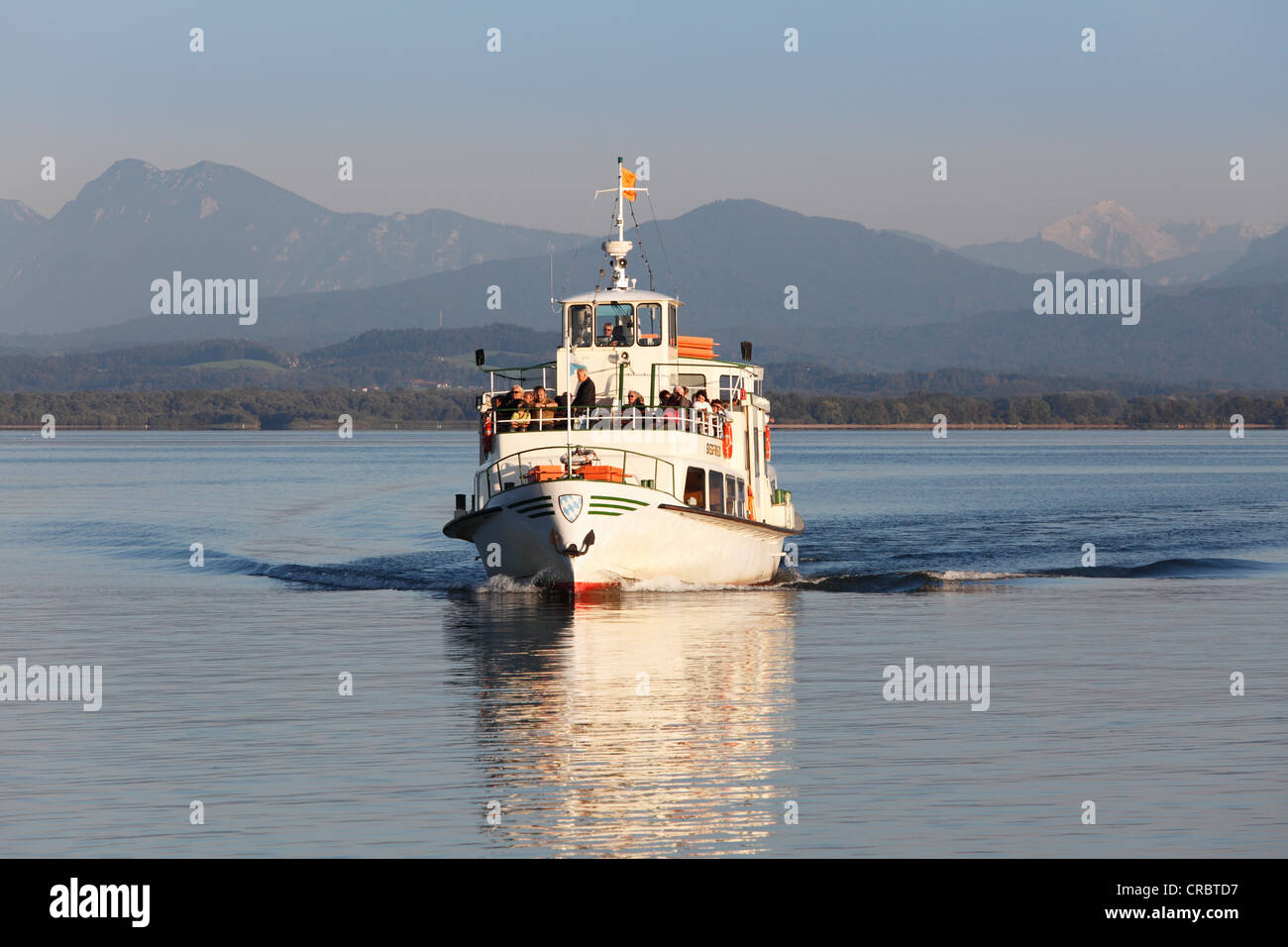 Motorschiff MV Siegfried, See Chiemsee, Gstadt, Chiemgau, Oberbayern, Deutschland, Europa, PublicGround Stockfoto