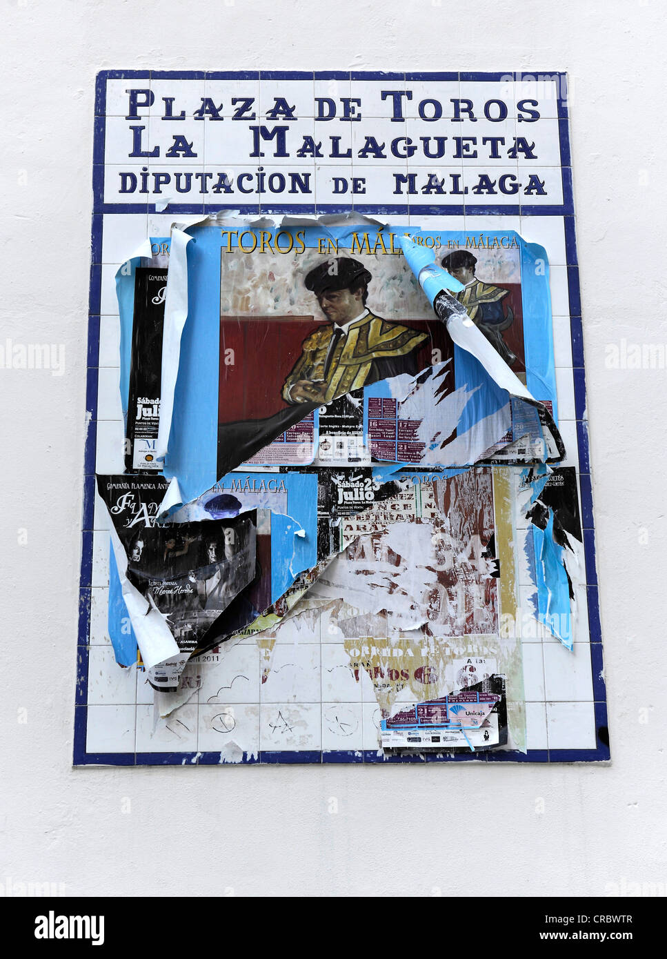 Werbeplakat für einen Stierkampf in Malaga, Spanien, Europa Stockfoto