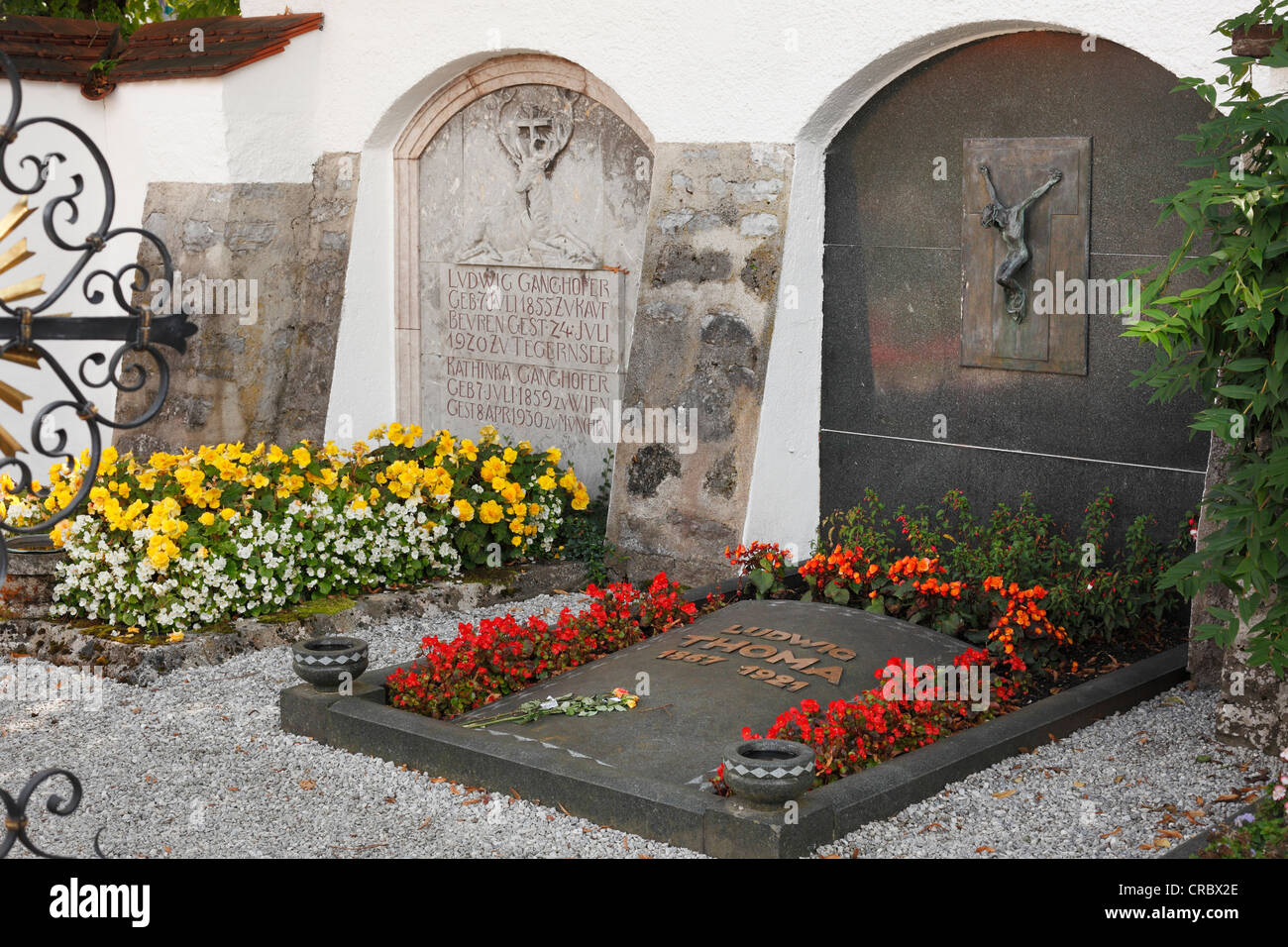 Gräber von Ludwig Thoma und Ludwig Ganghofer, deutscher Autoren, Rottach-Egern, Tegernsee, Upper Bavaria, Bayern, Deutschland, Europa Stockfoto