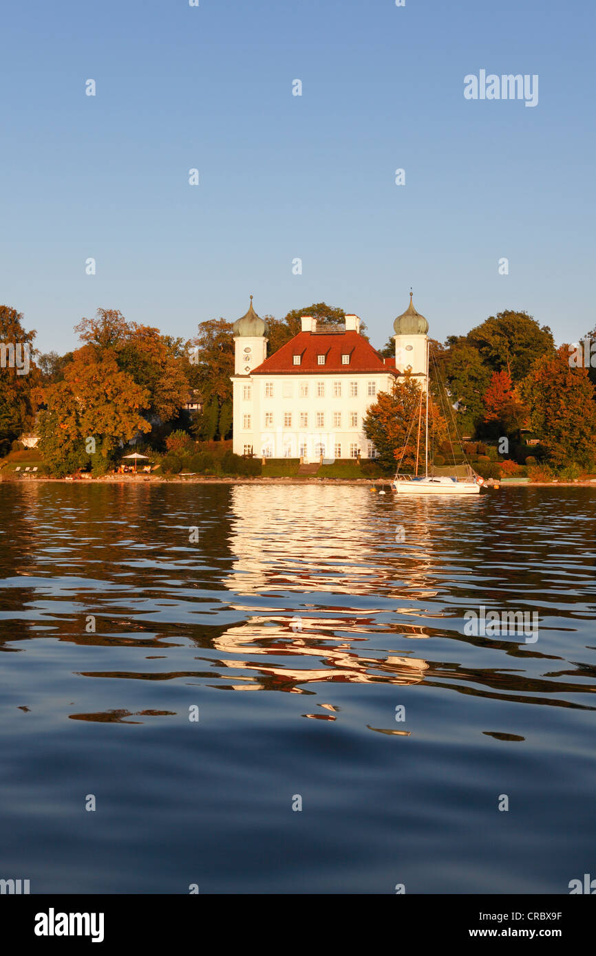 Schloss Ammerland Burg, Pocci Palast, Muensing, Starnberger See See oder Starnberger fünf-Seen-Region Oberbayern Stockfoto