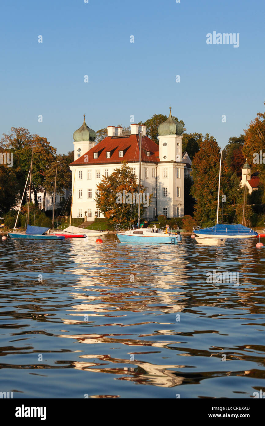 Schloss Ammerland Burg, Pocci Palast, Muensing, Starnberger See See oder Starnberger fünf-Seen-Region Oberbayern Stockfoto