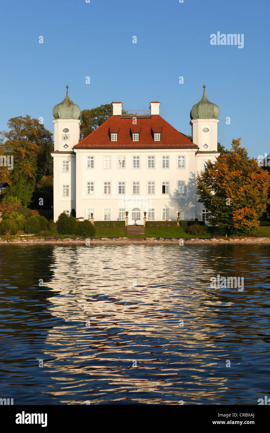 Schloss Ammerland Burg, Pocci Palast, Muensing, Starnberger See See oder Starnberger fünf-Seen-Region Oberbayern Stockfoto