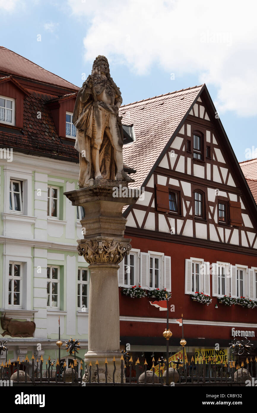 Schoener Brunnen, schöner Brunnen, Bad Windheim, mittlerer Franken, Franken, Bayern, Deutschland, Europa, PublicGround Stockfoto