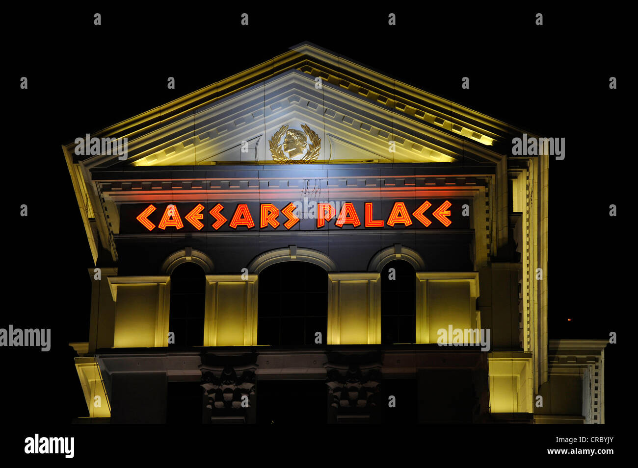 Nachtaufnahme, Luxushotel, Casino, Caesars Palace, Las Vegas, Nevada, Vereinigte Staaten von Amerika, USA, PublicGround Stockfoto