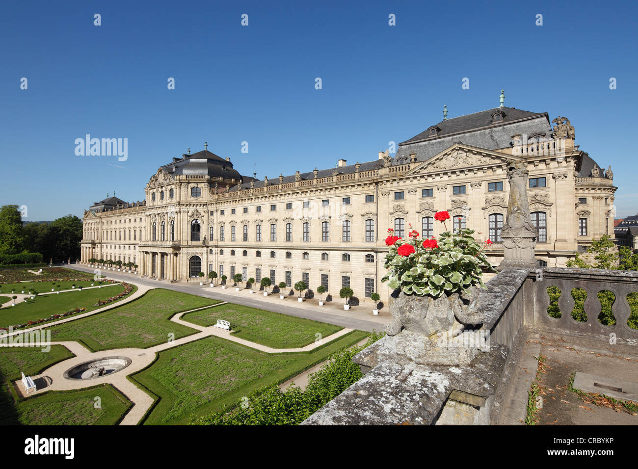 Würzburger Residenz, Ostgarten des Hofgartens, Würzburg, Unterfranken, Franken, Bayern, Deutschland, Europa Stockfoto