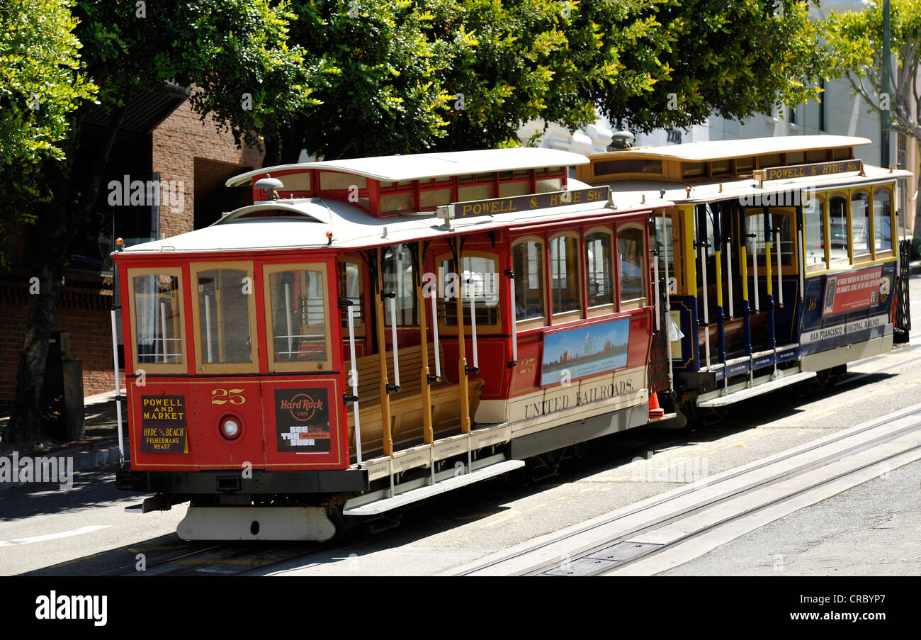 Seilbahn, Kabel Straßenbahn, Powell und Hyde Street, San Francisco, Kalifornien, Vereinigte Staaten von Amerika, USA, PublicGround Stockfoto