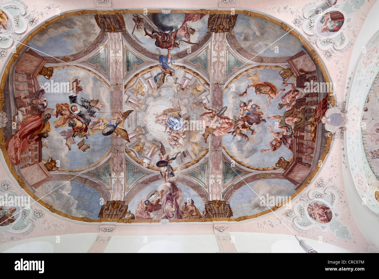 Deckenfresken von Matthaeus Guenther in Wallfahrt Kirche von Maria Aich, Peissenberg, Pfaffenwinkel, Oberbayern Stockfoto