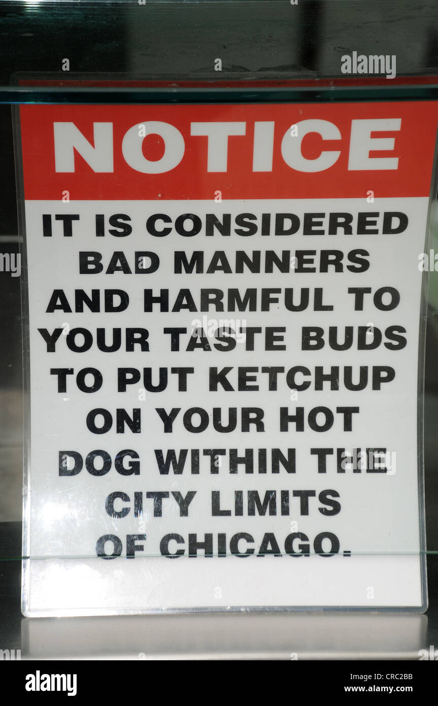 CHICAGO HOT DOG ZEICHEN Stockfoto