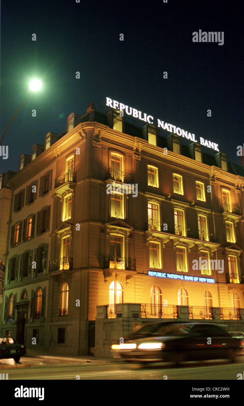 Zweig der Republic National Bank in Genf, Schweiz Stockfoto