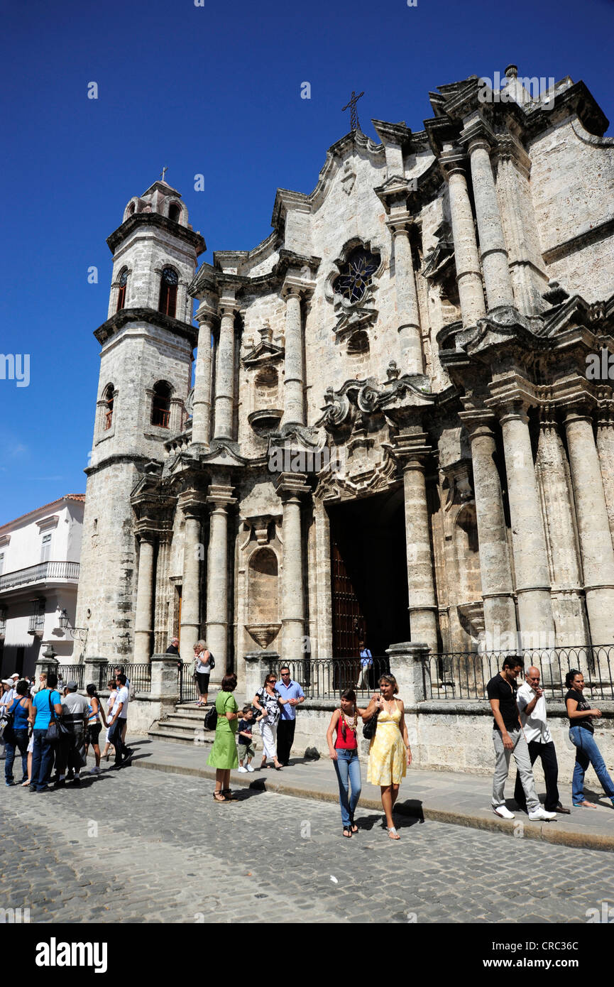 Kathedrale Catedral De La Habana, Plaza De La Catedral quadratisch, historische Altstadt von Havanna, Habana Vieja, Alt-Havanna, Kuba Stockfoto