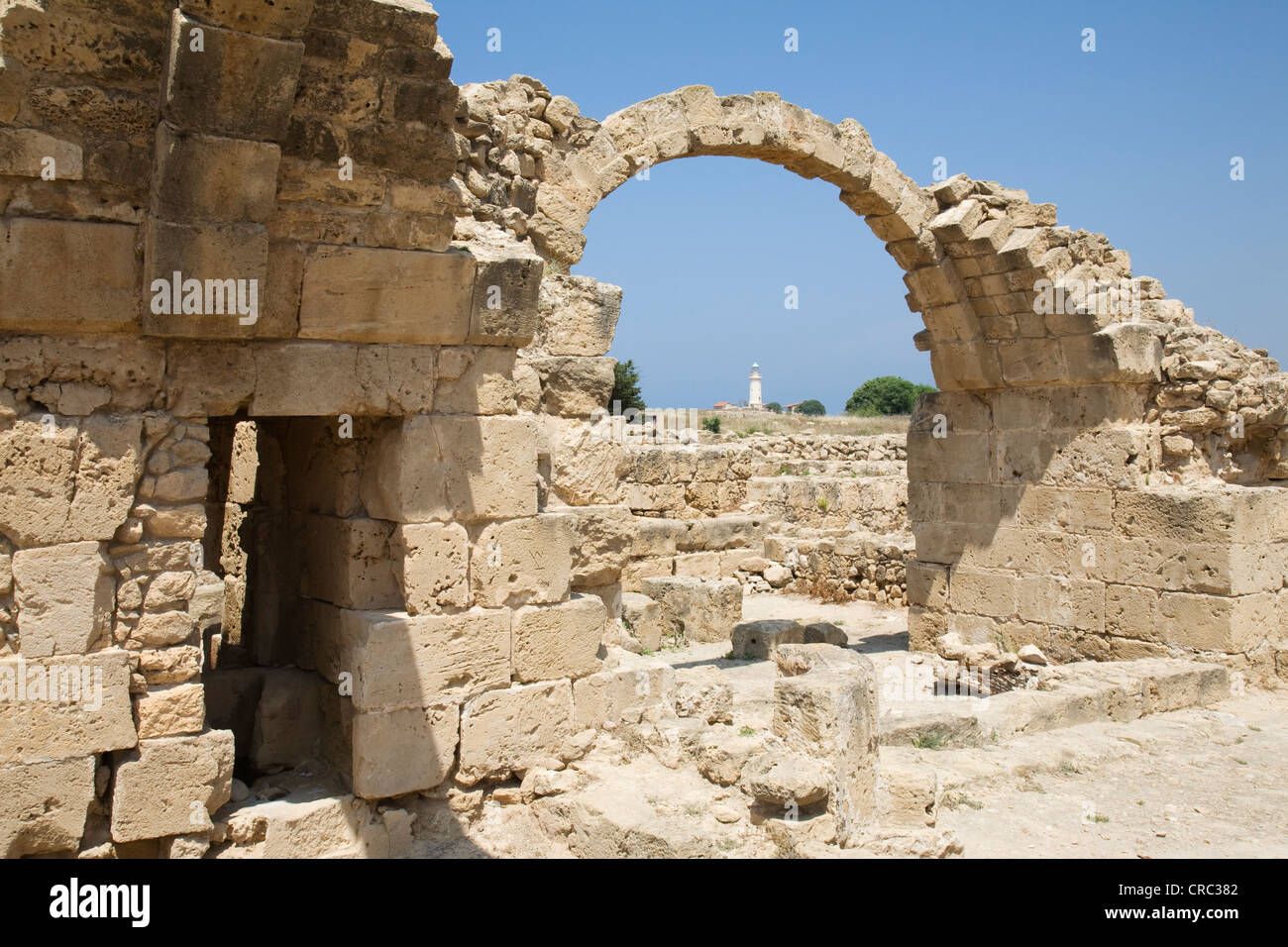 Byzantinische, Ruinen Saranda Kolones Burg, archäologischer Park, Paphos, Zypern. Stockfoto