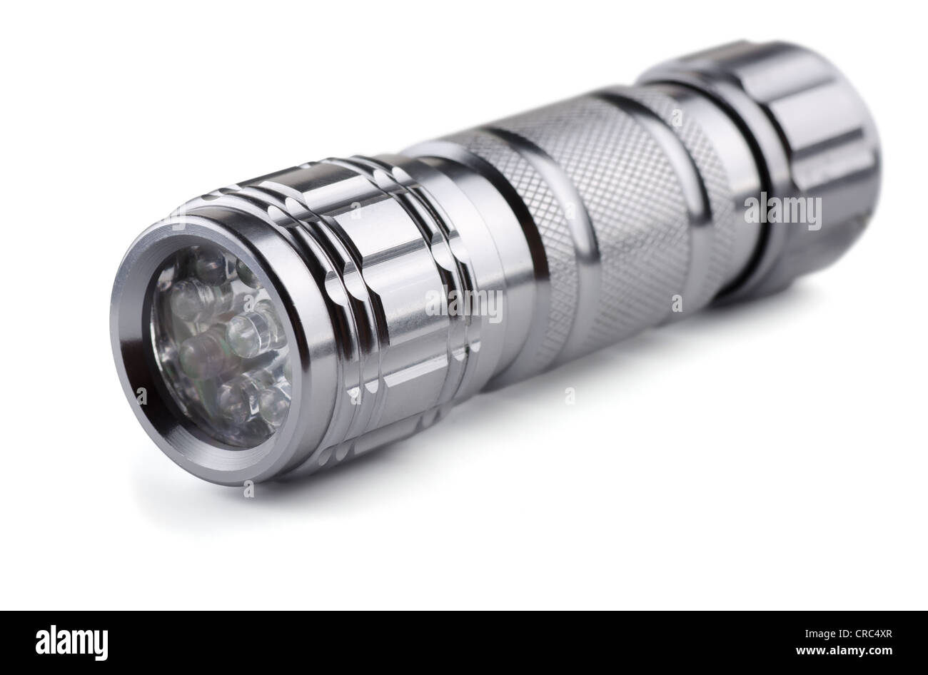 Tasche aus Metall led Taschenlampe isoliert auf weiss Stockfotografie -  Alamy