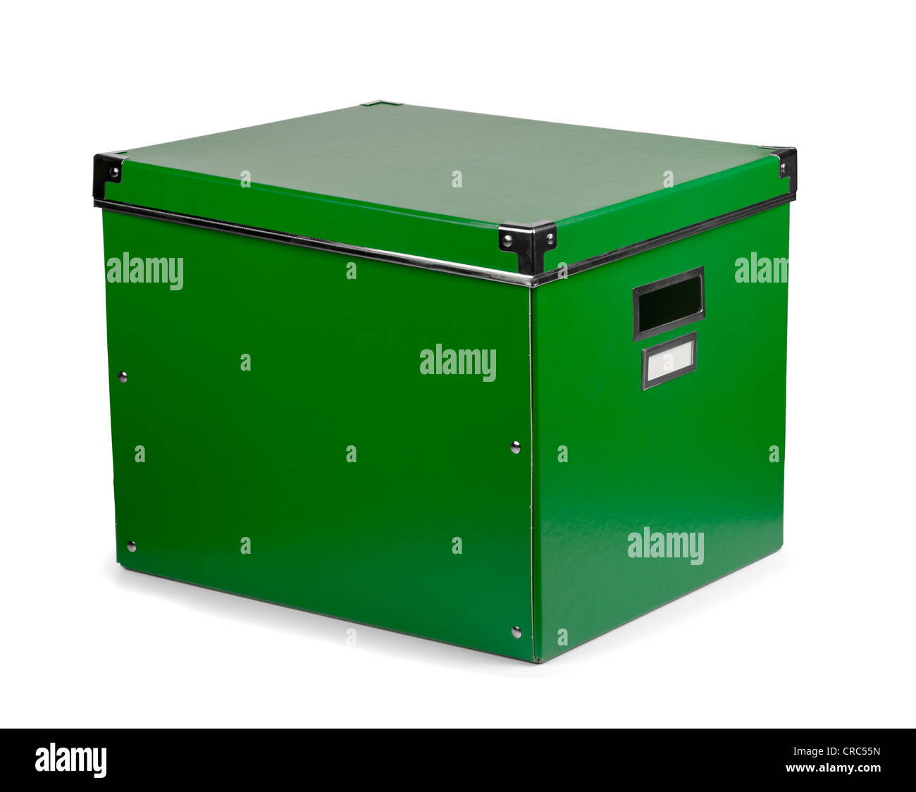 Grüne Aufbewahrungsbox isoliert auf weiss Stockfoto