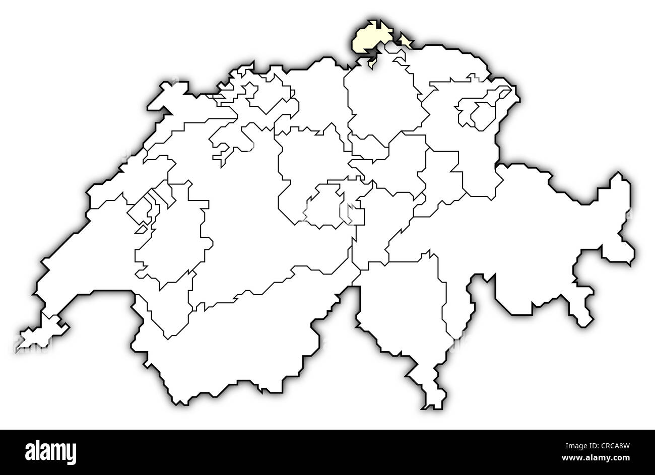 Politische Karte der Schweiz mit den mehreren Kantonen, wo Schaffhausen  markiert ist Stockfotografie - Alamy