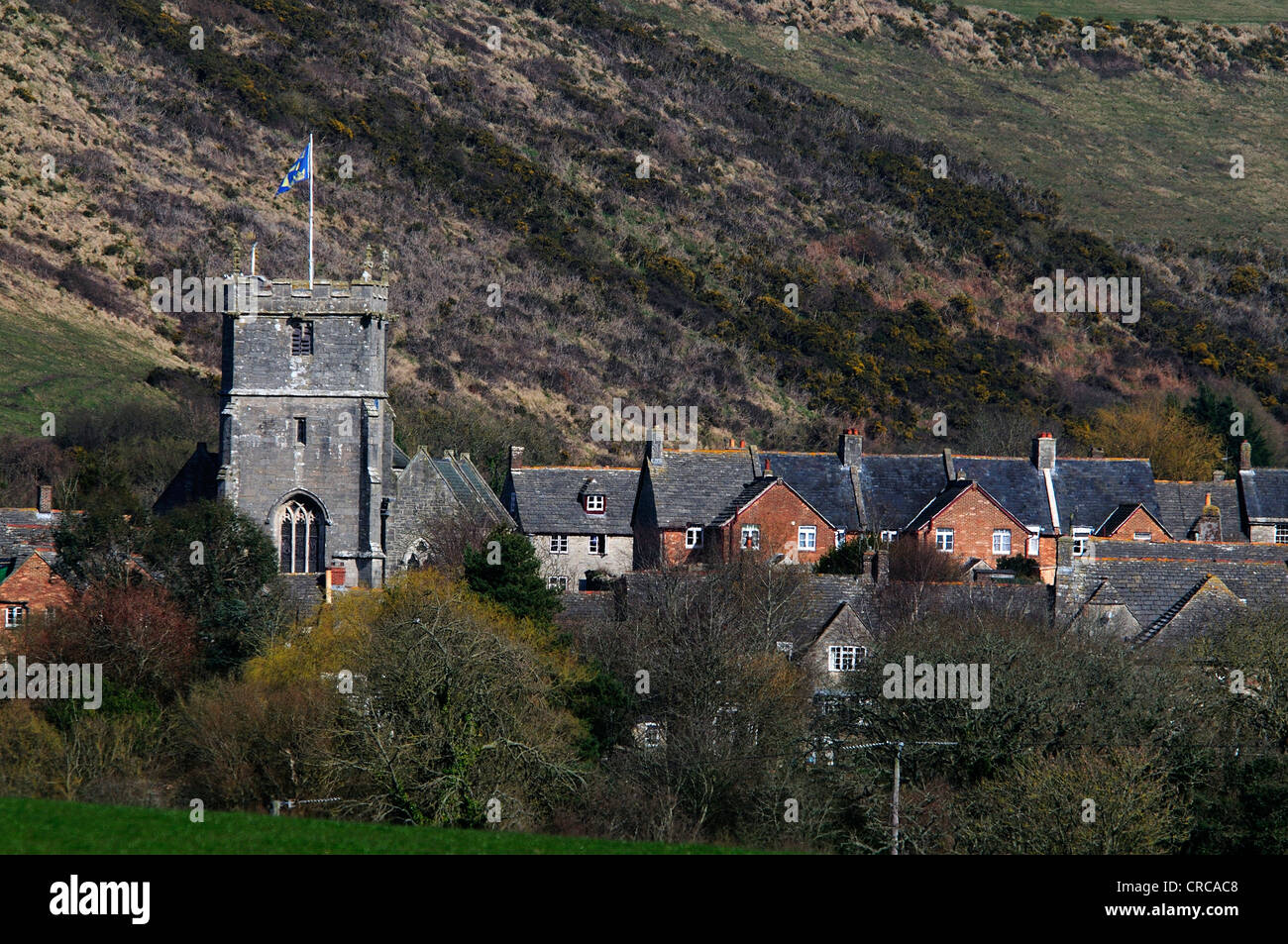 Ein Blick auf das historische Dorf Corfe Castle Dorset UK Stockfoto