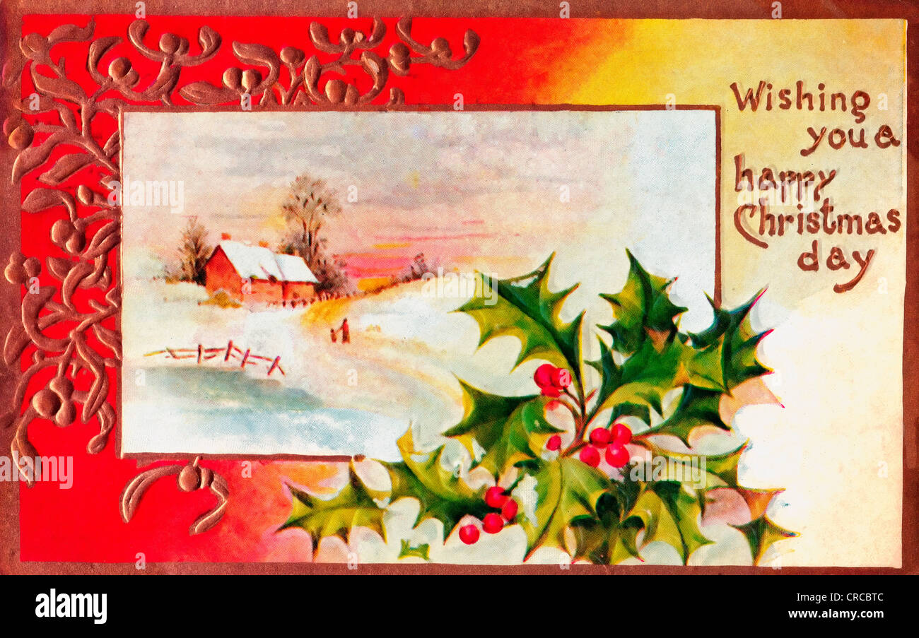Wir wünschen Ihnen ein glückliches Weihnachten - Vintage-Karte Stockfoto