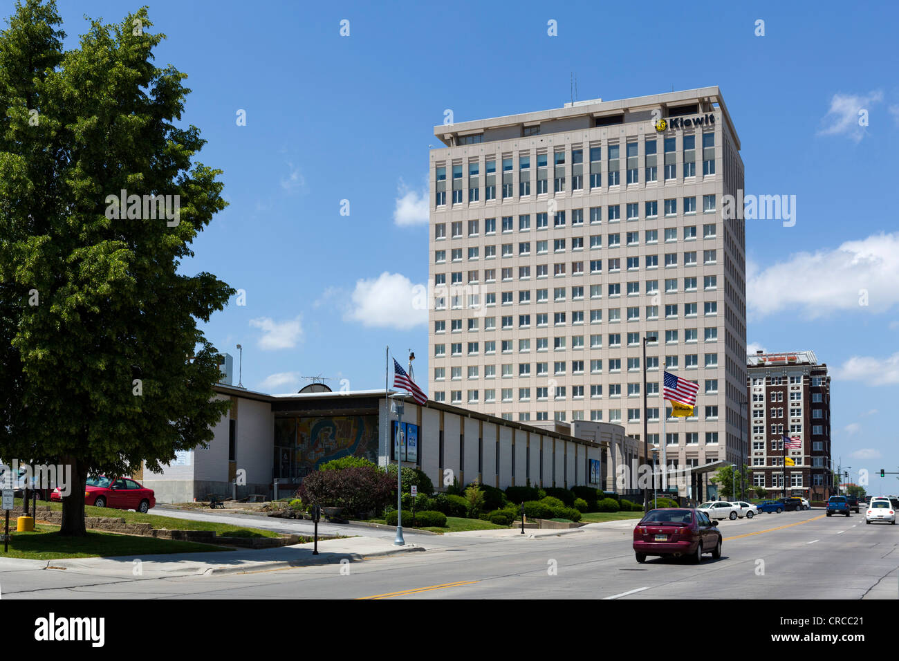 Gebäude, Sitz der Berkshire Hathaway, unter der Leitung von Multi-Milliardär Warren Buffet, Farnam St, Omaha, Nebraska, USA Stockfoto