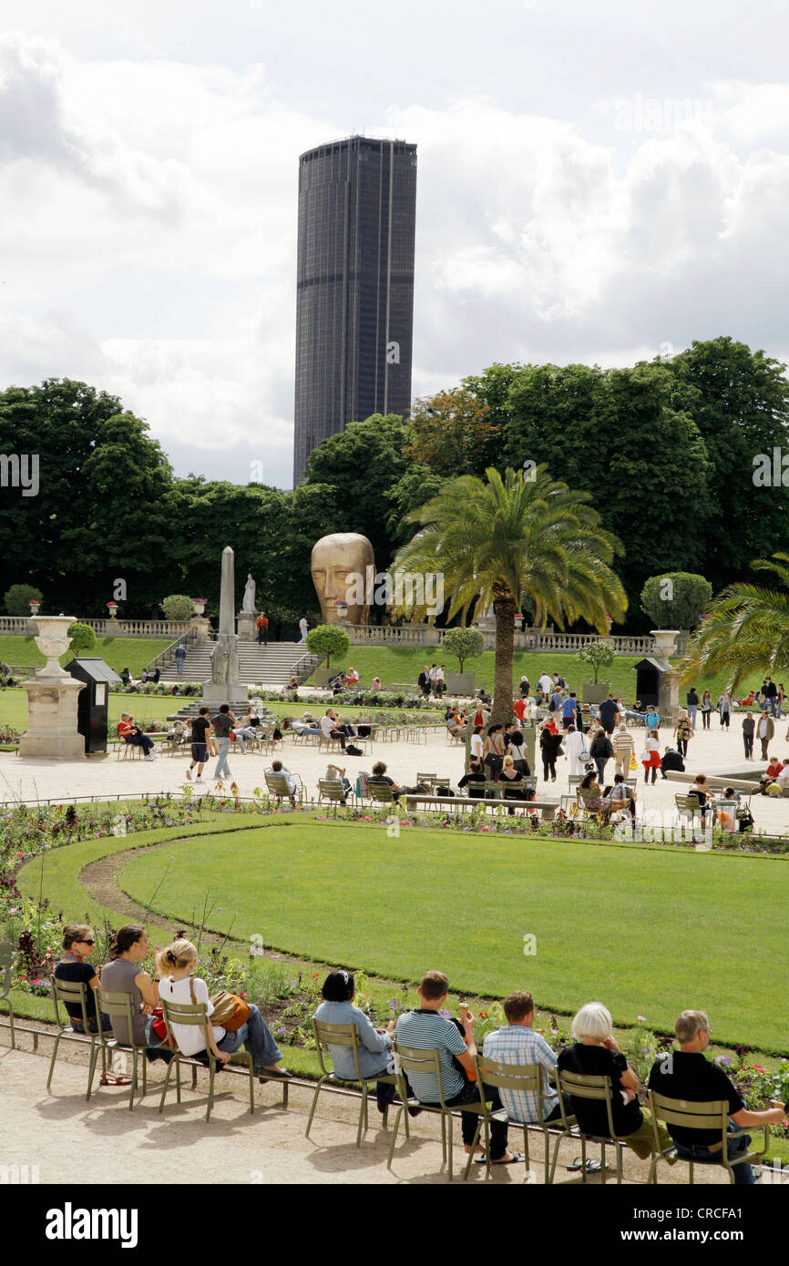 Jardin du Luxembourg, Tour Montparnasse, Paris, Île-de-France, Frankreich, Europa Stockfoto