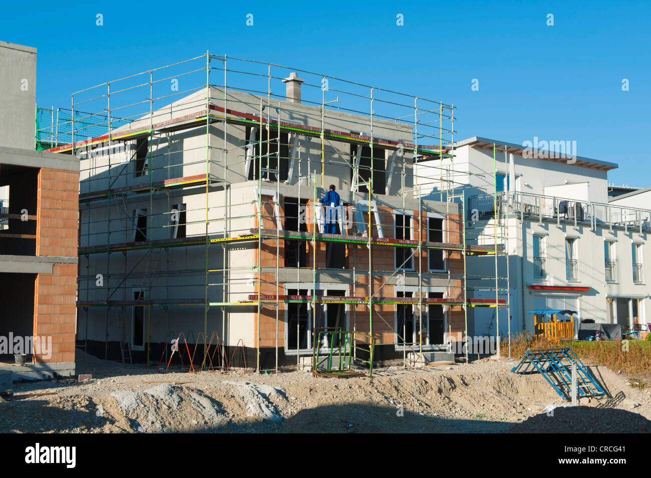 Schale von einer Doppelhaushälfte in Markt Schwaben, Bayern, Deutschland, Europa Stockfoto