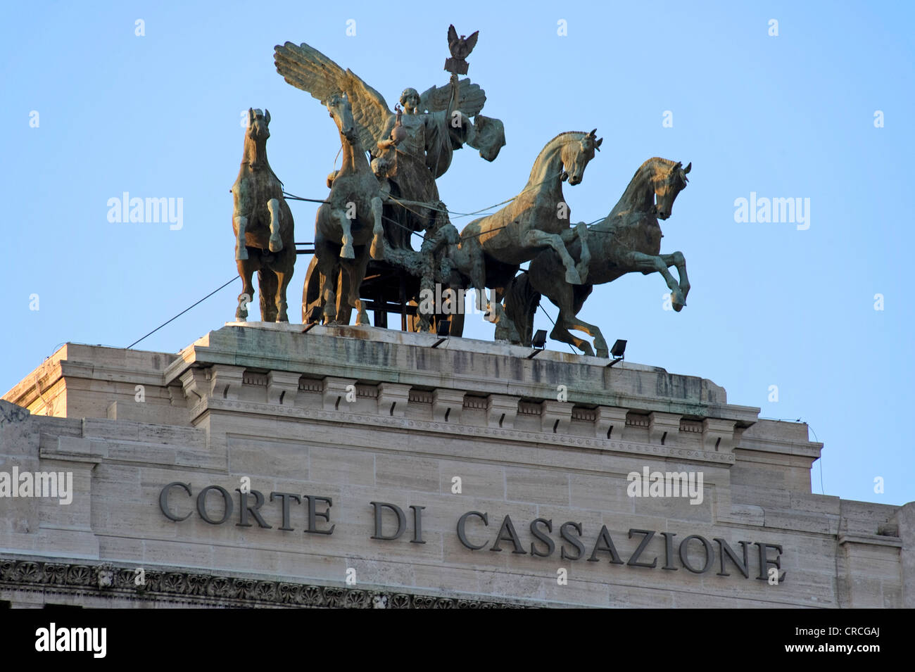 Quadriga auf dem Palast von Gerechtigkeit Palazzo di Giustizia oder Palazzaccio Calderini, Rom, Latium, Italien, Europa Stockfoto