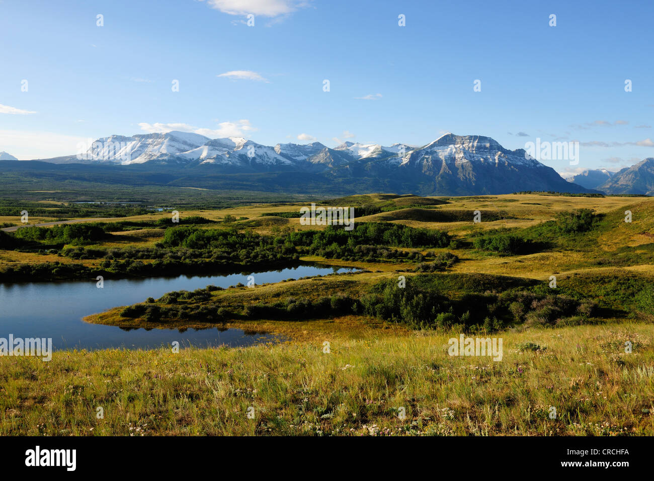 Wo trifft die Prärie der Rocky Mountains, Waterton Lakes National Park, Alberta, Kanada Stockfoto