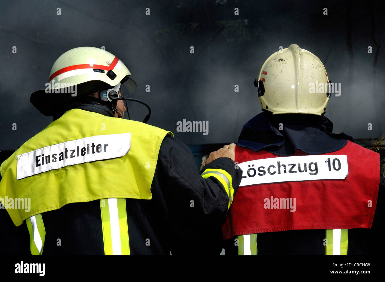 begeisternde Feuerwehrmann Kader, Deutschland Stockfoto