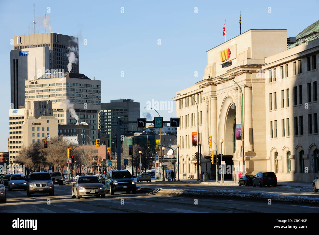 Hauptbahnhof in der Innenstadt von Winnipeg, Manitoba, Kanada Stockfoto