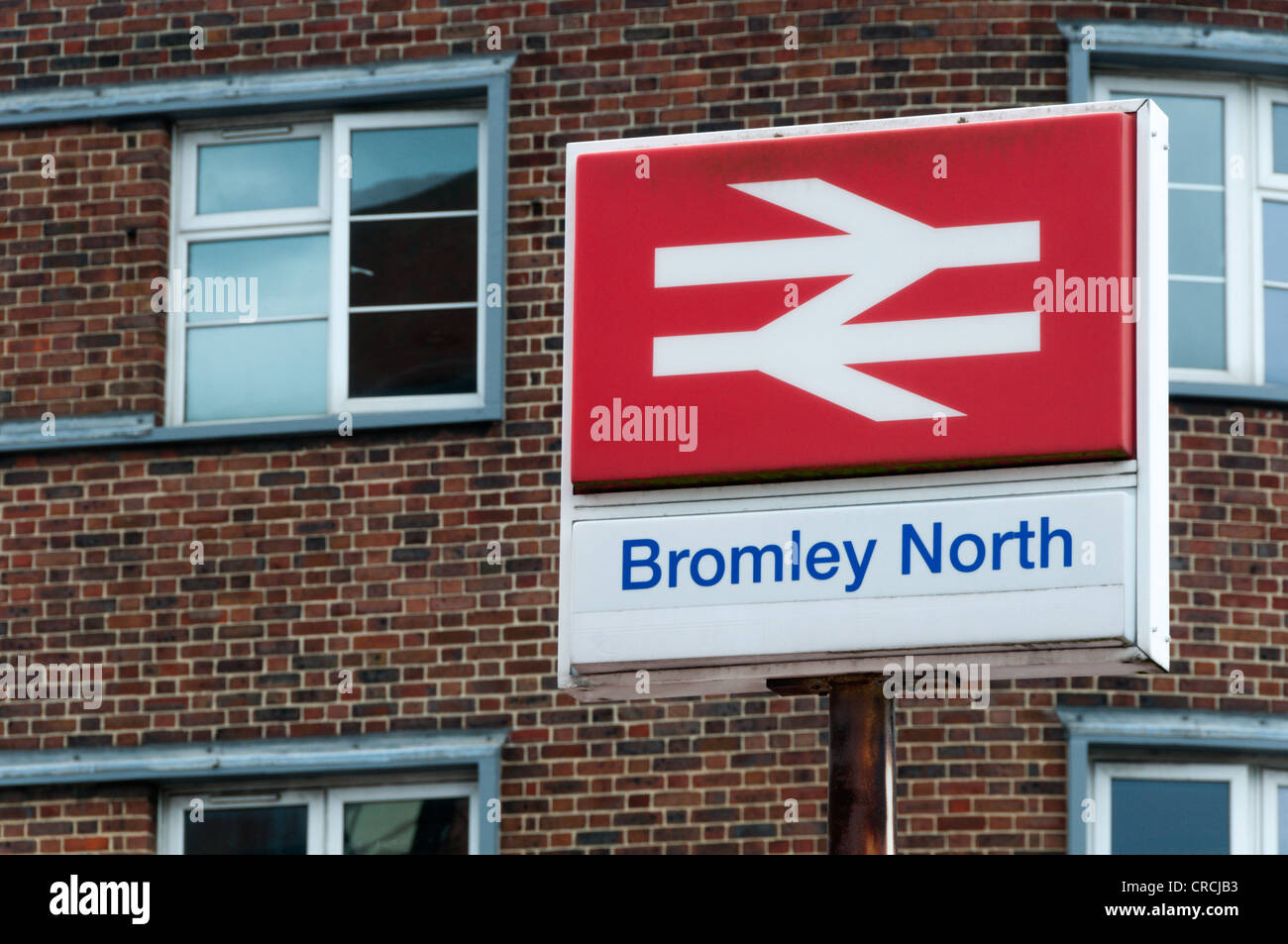 Ein Zeichen für Bromley North Station. Stockfoto