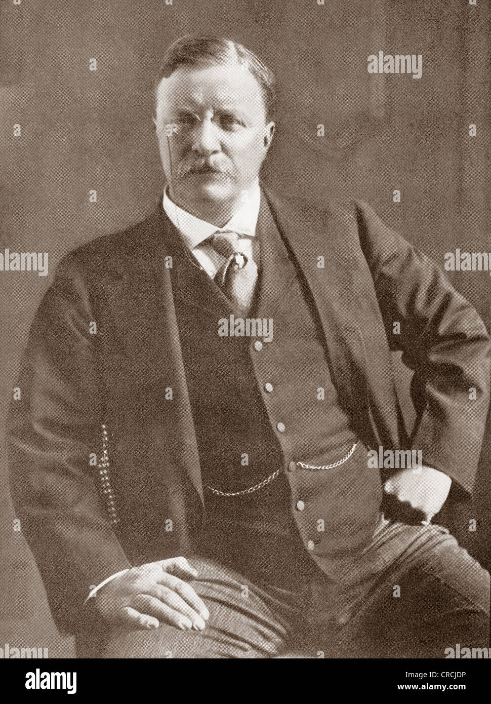 Theodore "Teddy" Roosevelt, 1858-1919. 26. Präsident der Vereinigten Staaten von Amerika. Aus dem Jahr 1910 illustriert. Stockfoto