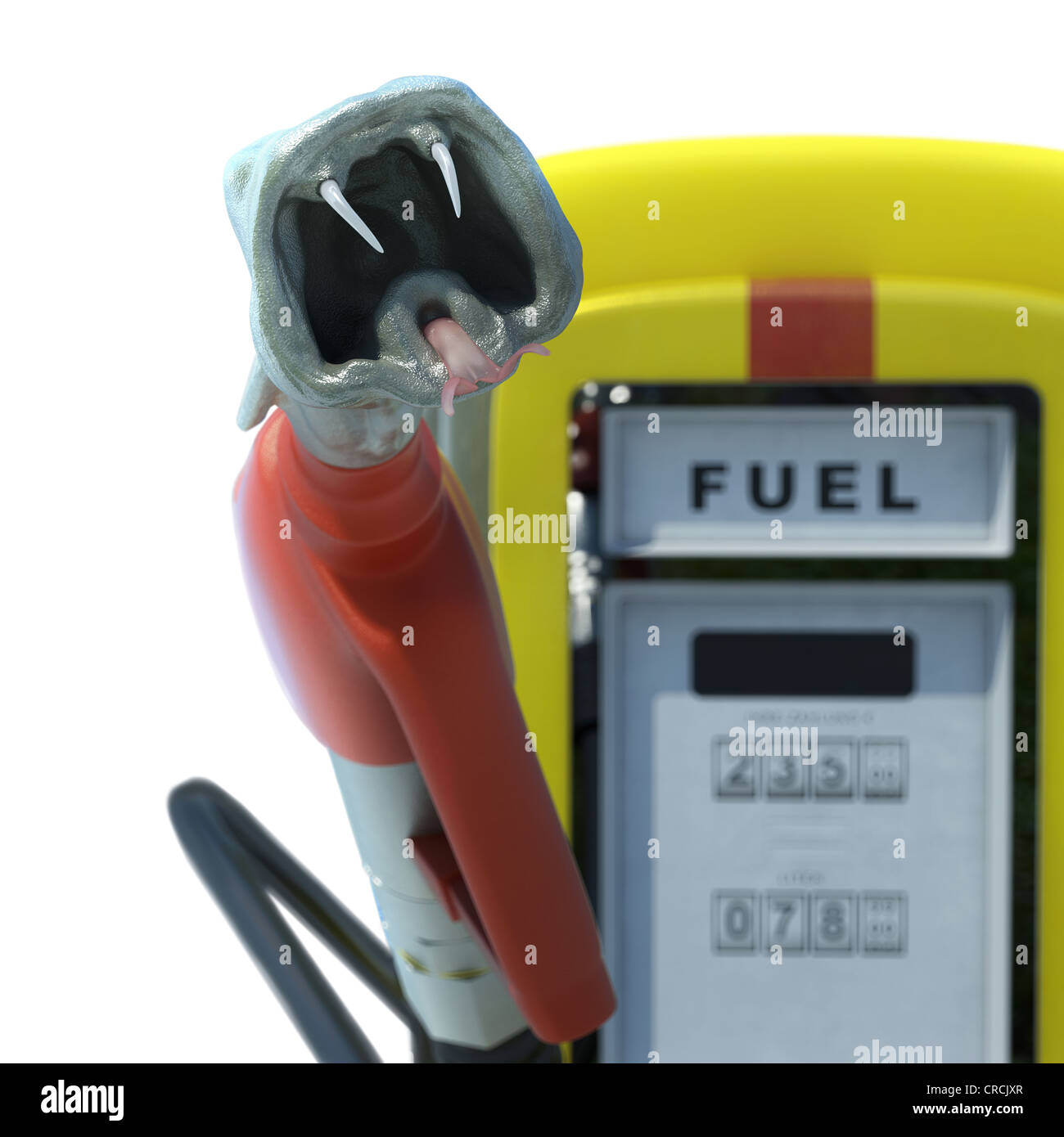 Kraftstoffpumpe in Form einer Schlange Kopf, Kraftstoff Zeichen, symbolische Stockfoto
