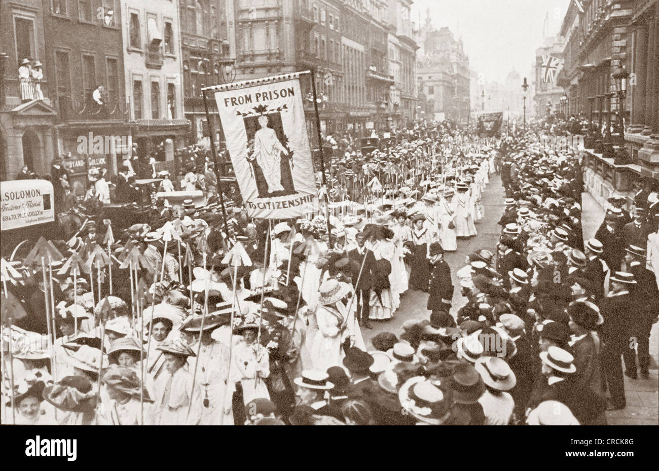 Die Frauen Franchise-Demonstration, London, 1910. Aus dem Jahr 1910 illustriert. Stockfoto