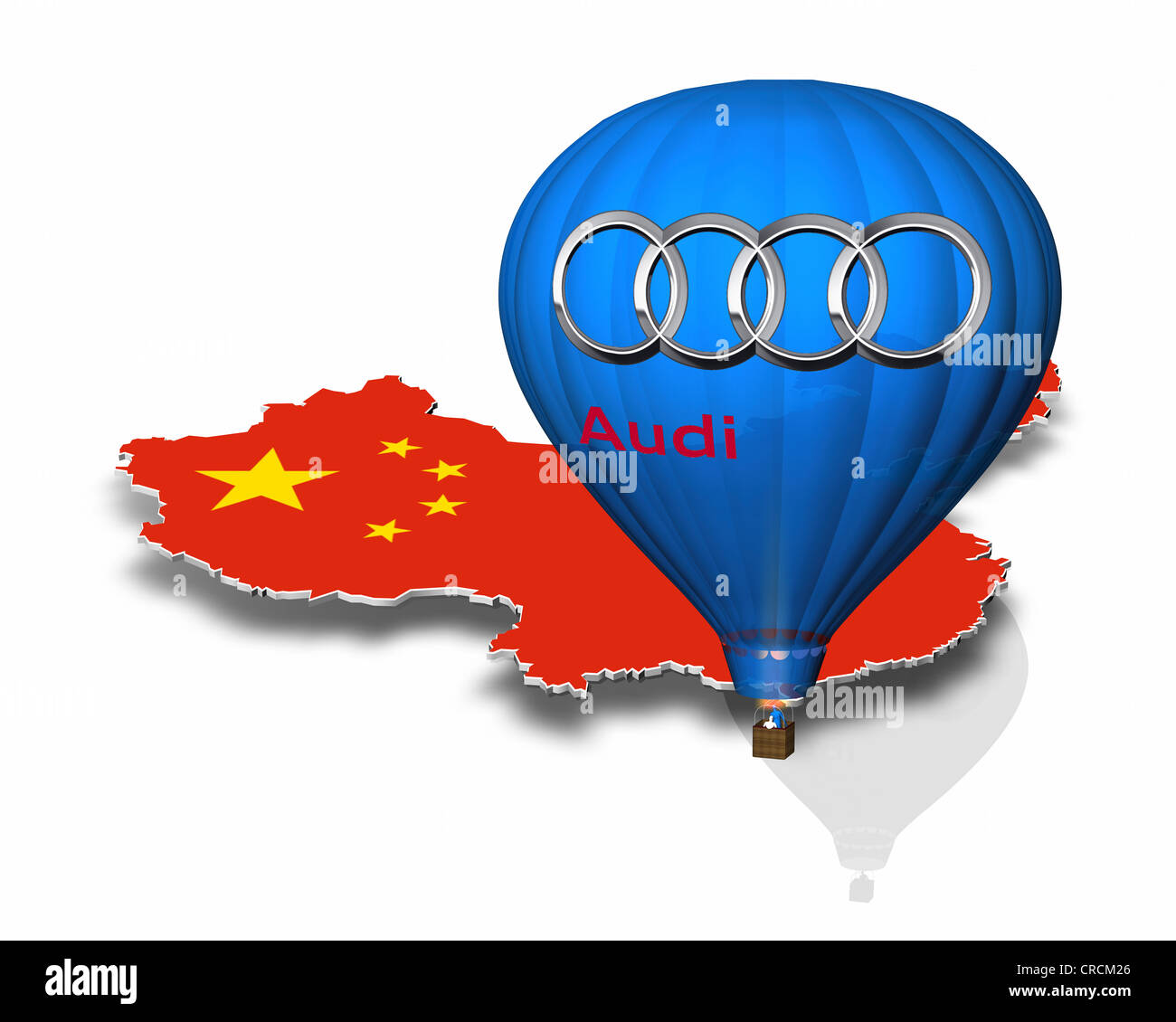 Überblick über China, Heißluftballon, Audi-logo Stockfoto