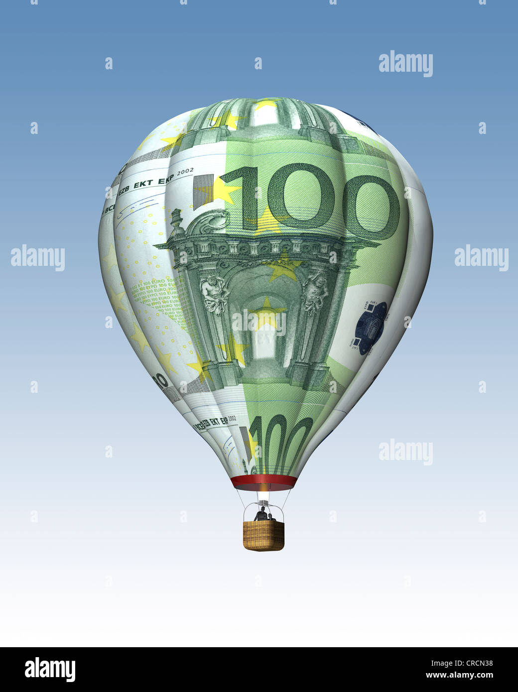 Heißluftballon aus 100 Euro-Banknoten, Illustration Stockfoto