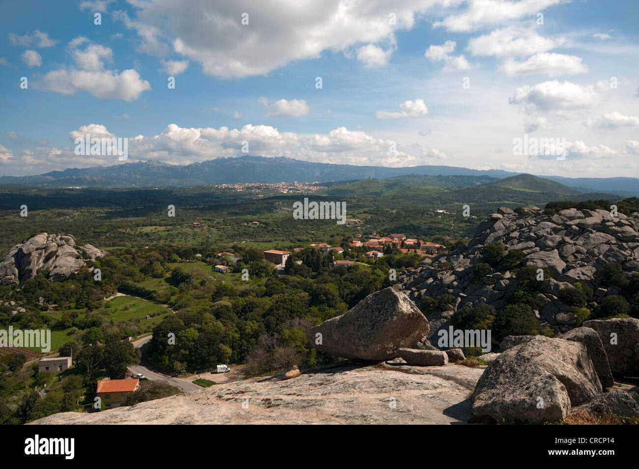 Landschaft in Sardinien, Aggius, Blick in Richtung Tempio und Monte Limbara, Sardinien, Italien, Europa Stockfoto