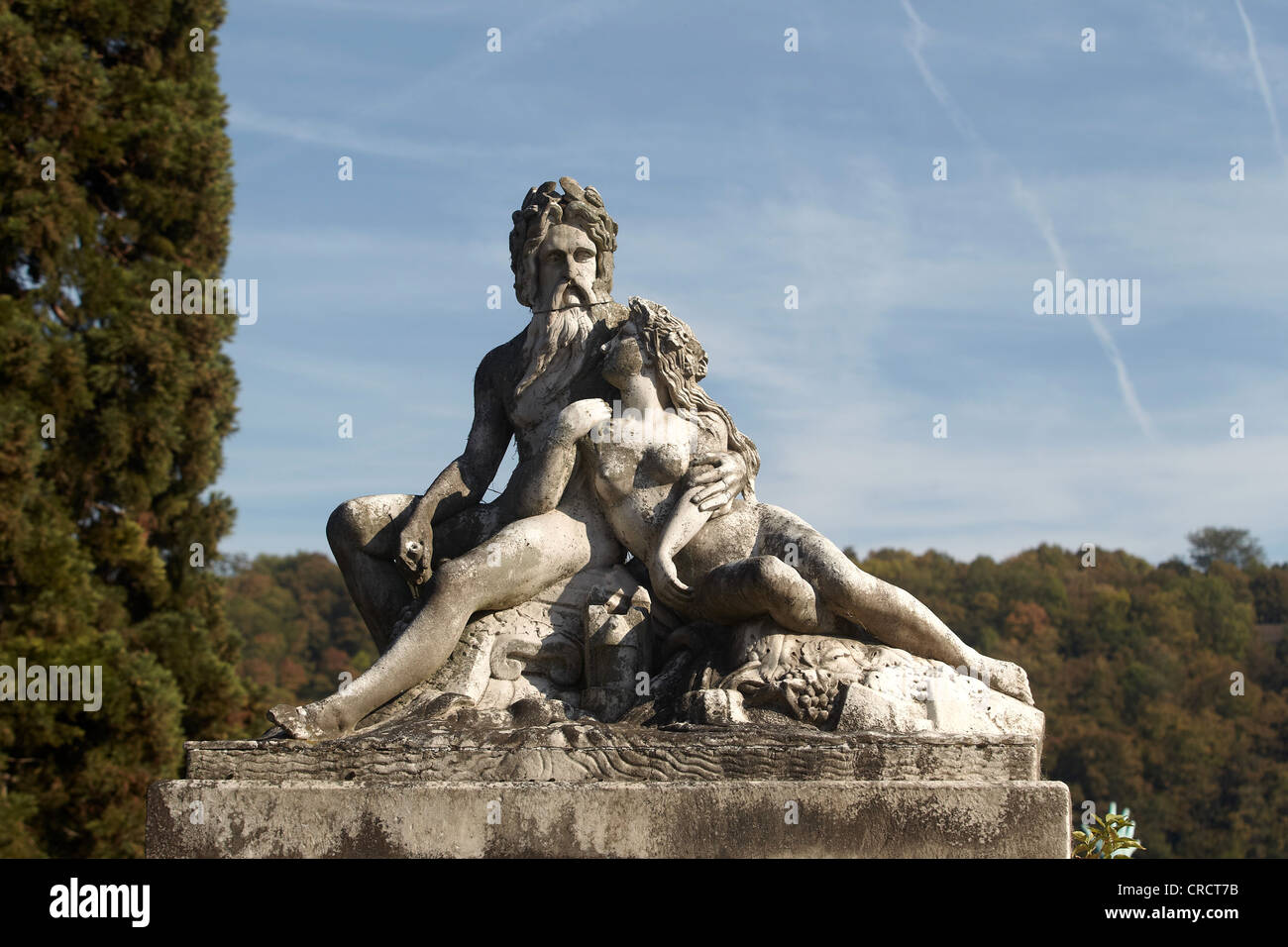 Skulpturen Sie Vater Rhine und Mutter Mosel, in Koblenz, Rheinland-Pfalz, Deutschland, Europa Stockfoto