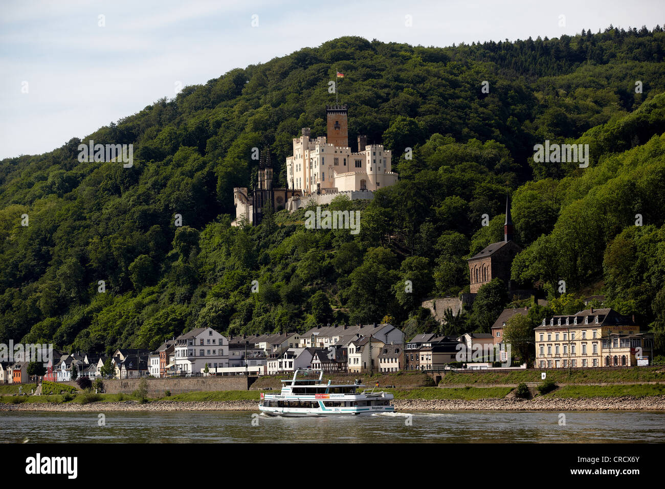 Schloss Stolzenfels Schloss am Rhein, Koblenz, UNESCO World Heritage Site, Oberes Mittelrheintal, Rheinland-Pfalz Stockfoto
