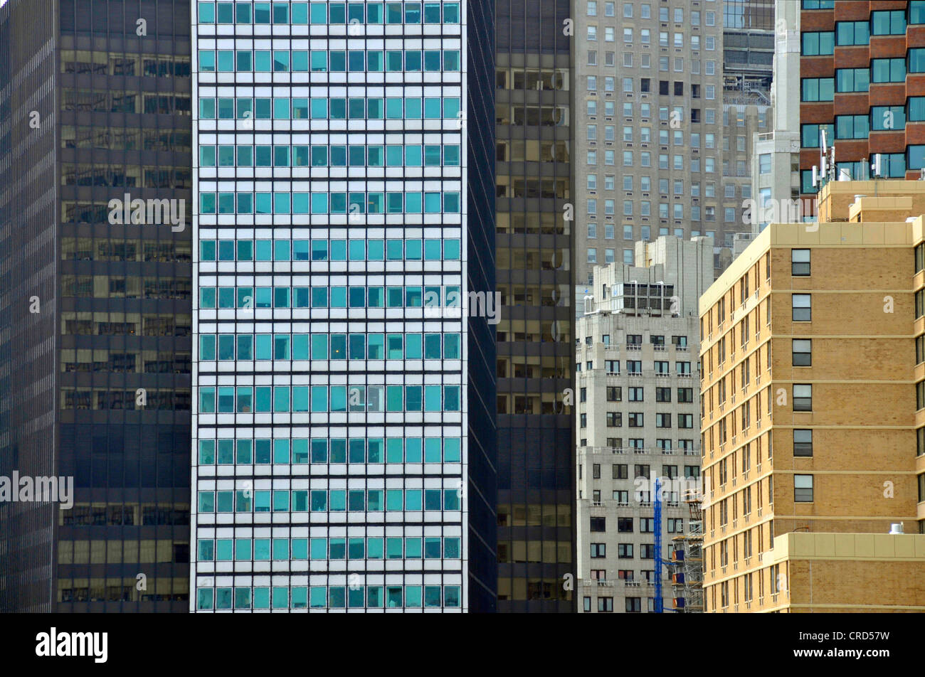 Glas-Fassaden einige Bürogebäude im Financial District, USA, New York City, Manhattan Stockfoto