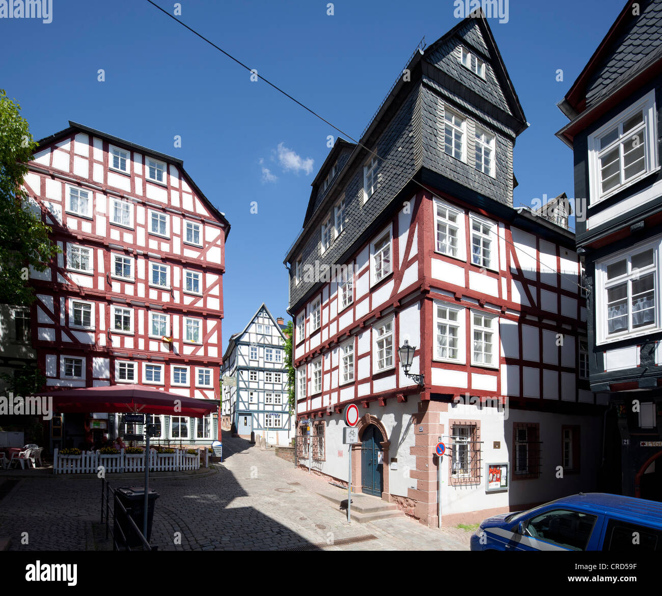 Fachwerkhäuser in der historischen Stadt Zentrum, Marburg, Hessen, Deutschland, Europa, PublicGround Stockfoto