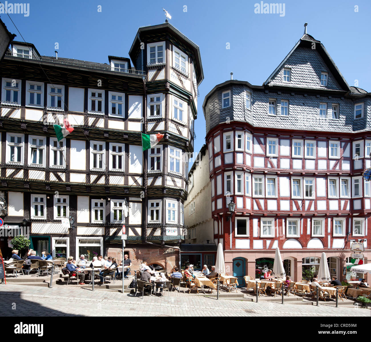 Fachwerkhäuser in der historischen Stadt Zentrum, Marburg, Hessen, Deutschland, Europa, PublicGround Stockfoto