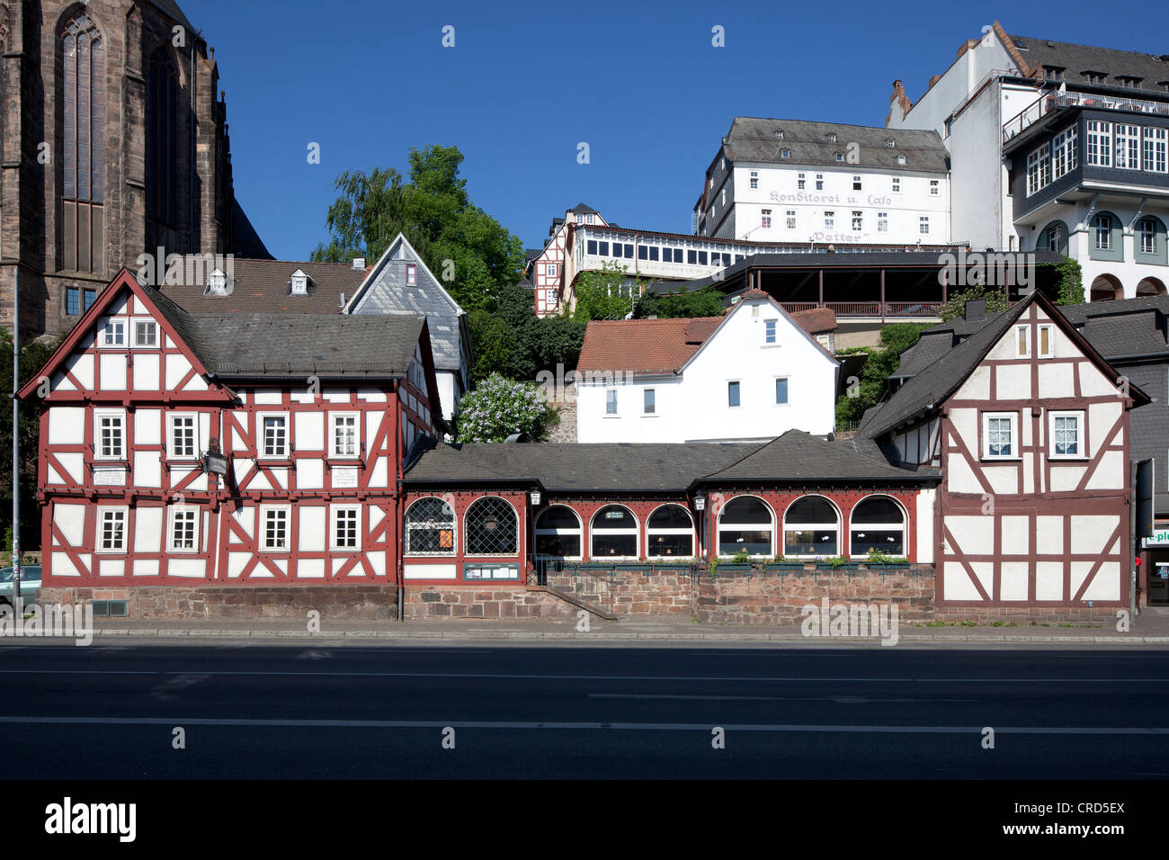 Alte Brauerei, Fachwerkhaus, Unterstadt, Marburg, Hessen, Deutschland, Europa, PublicGround Stockfoto