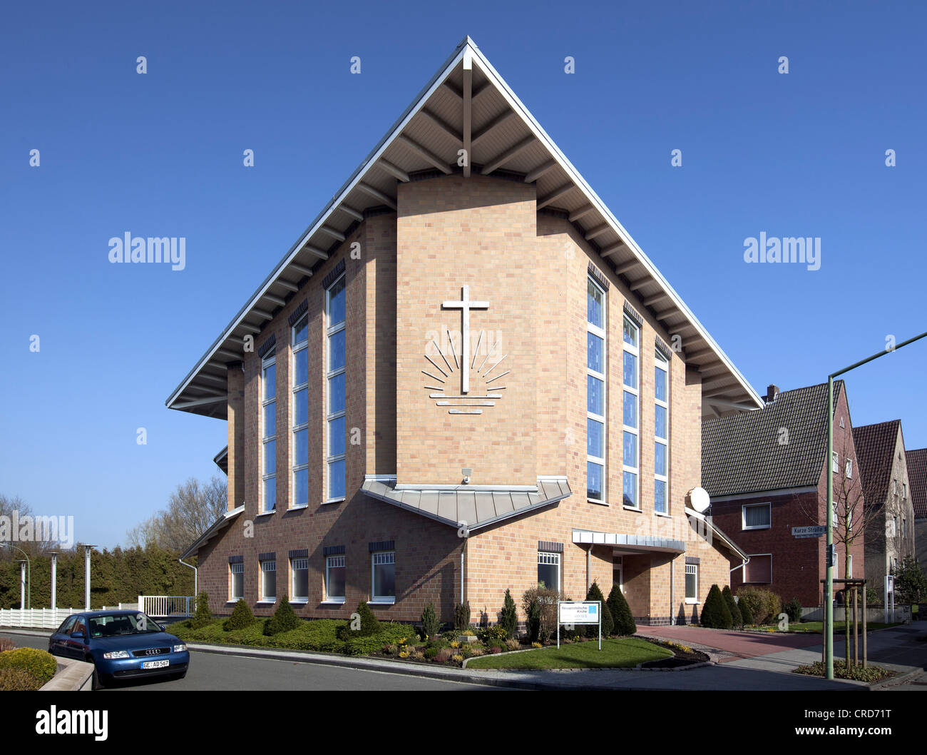 Neue Apostolic Kirche, Herten, Westerholt Bezirk, Ruhrgebiet, Nordrhein-Westfalen, Deutschland, Europa, PublicGround Stockfoto