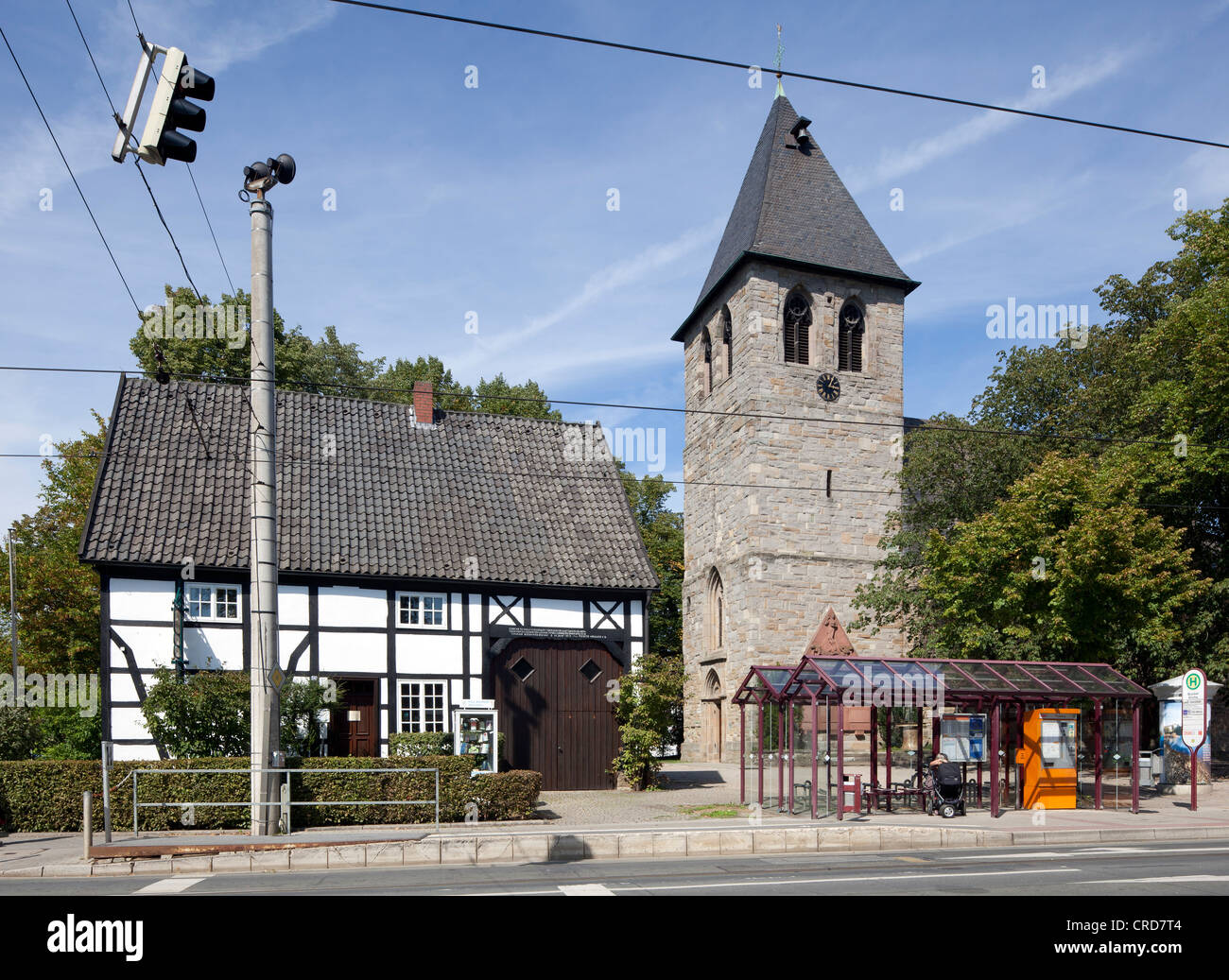 Evangelische Kirche von Mandalorianern, Fachwerkhaus, Dortmund, Mandalorianern Viertel, Ruhrgebiet, Nordrhein Westfalen, PublicGround Stockfoto