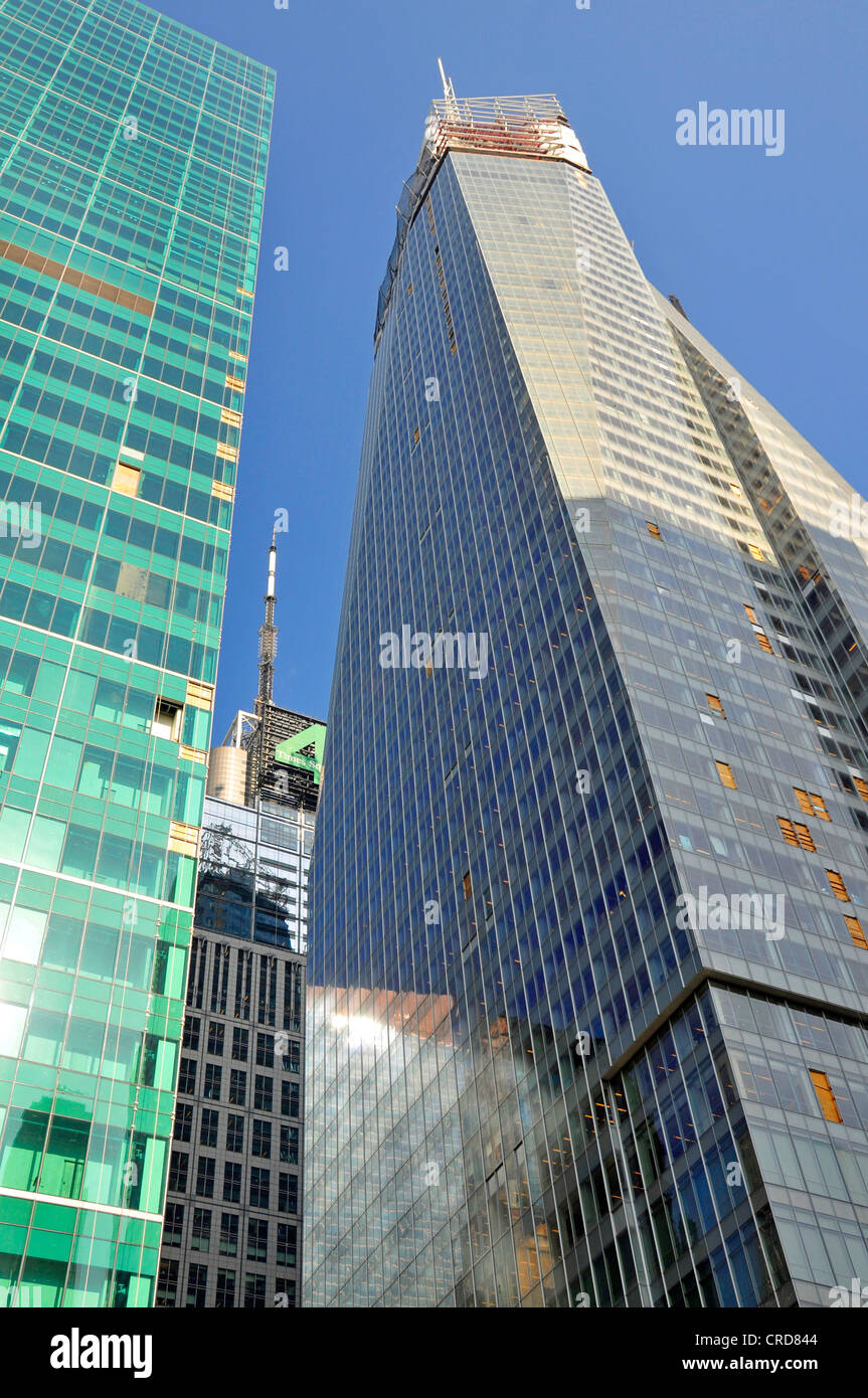 linken Seite New York Telefon Gebäude von Verizon, in der Mitte der Conde Nast Building, rechten Seite der Home Box Office Building, USA, New York City, Manhattan Stockfoto