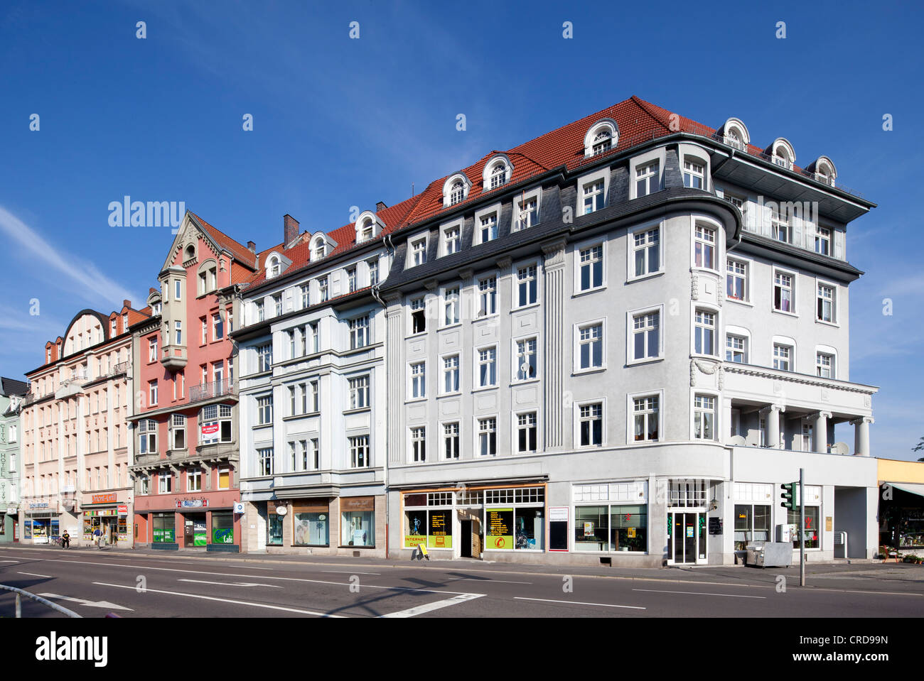 Historischer Gewerbegebäude, Bahnhofstrasse, Eisenach, Thüringen, Deutschland, Europa, PublicGround Stockfoto