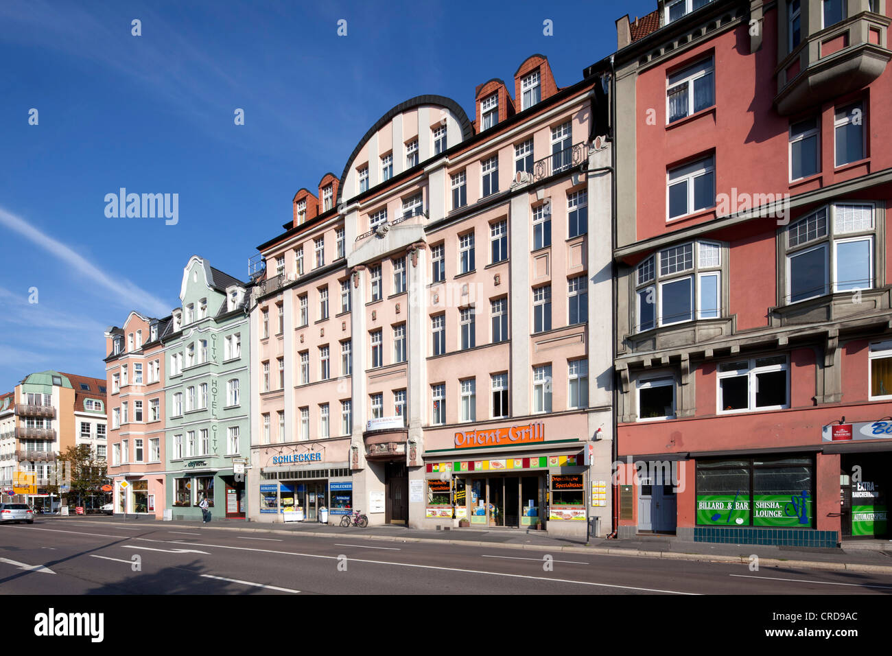 Historischer Gewerbegebäude, Bahnhofstrasse, Eisenach, Thüringen, Deutschland, Europa, PublicGround Stockfoto